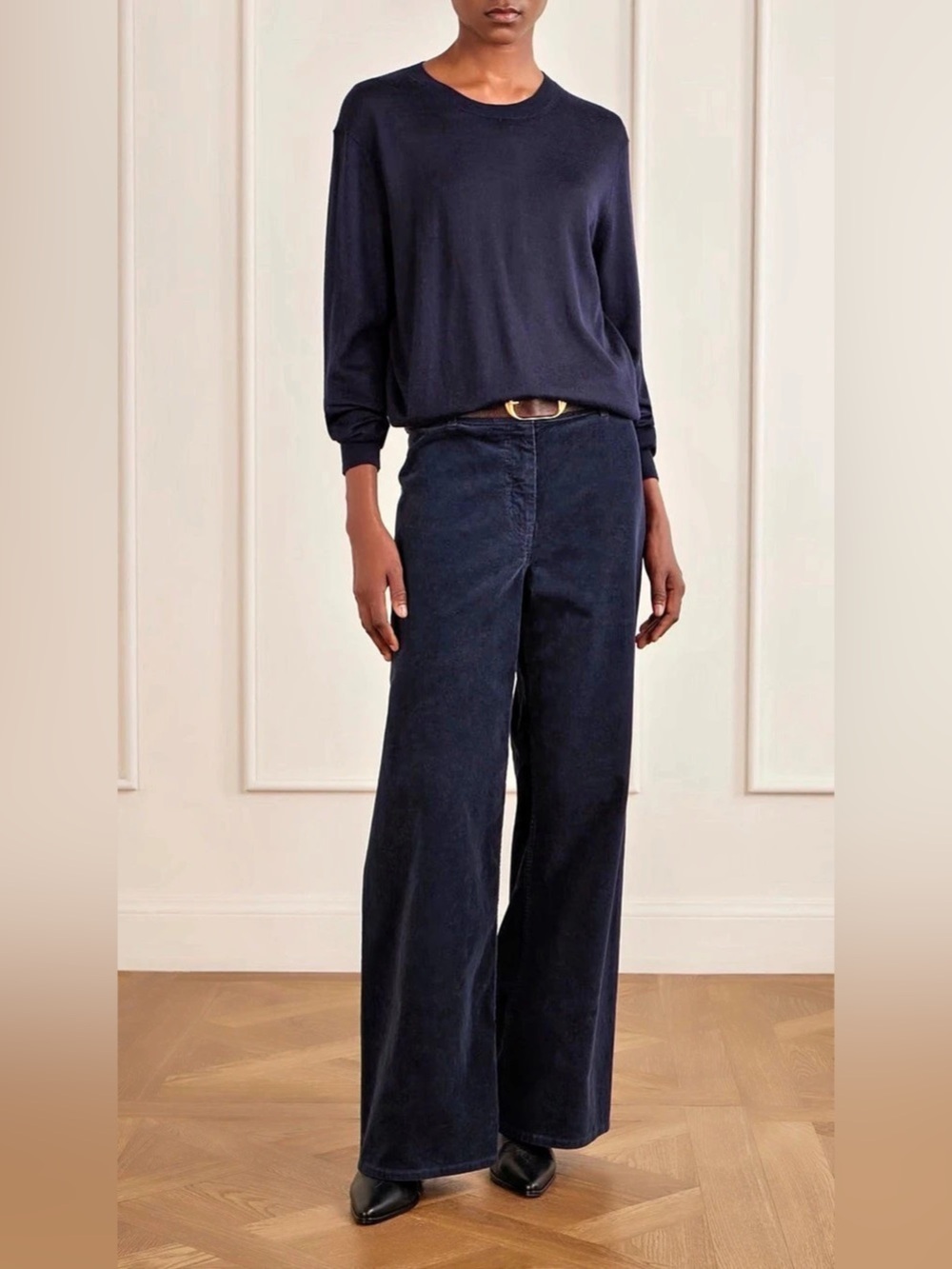 Nili Lotan Florence Wide Leg Corduroy Pants in Blue Size 0